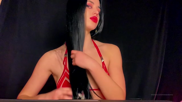 MEAN KARINA KALASHNIKOVA - Mistress Karina - Hair Fetish – Brushing My Perfect Long Hair 00009