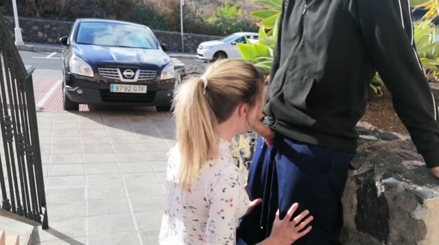 Very risky blowjob in the car park with huge facial 00007