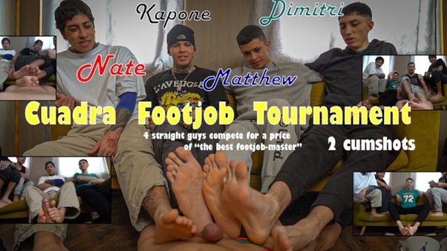 14 str8 guys fight in a Cuadra Footjob Tournament - Who is the Best FootjobMaster Nate, Kapone, Matthew and Dimitri (Premium user request)
