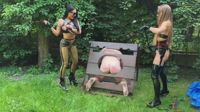Fetish Chateau Dommes - Corporal punishment in the garden with Evilwoman and Lady Annabelle 00000