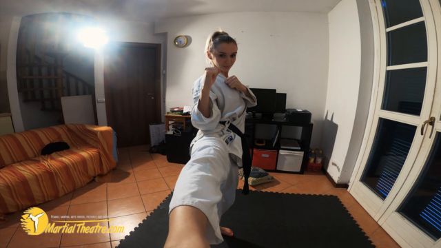 Martial Fetish Olga White Gi Karate Awesome Face Kicks 00015