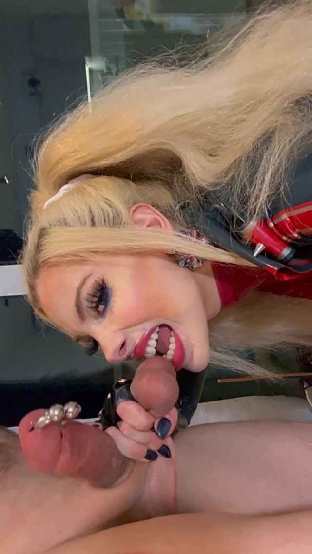 Goddess Slavena - Blonde Sadist Biting CBT Big Mouth 00012