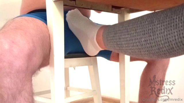 Mistress Redix - Sockjob and Ruined Orgasm Under Table 00000