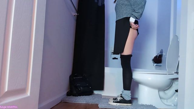 Sage Eldritch - College Girl Wednesday Addams Peeing [Voyeur 00004
