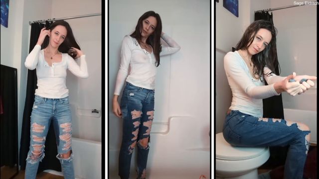 Sage Eldritch - Fully Clothed Wetting Jeans Pee Shower Wetting And Strip 00004