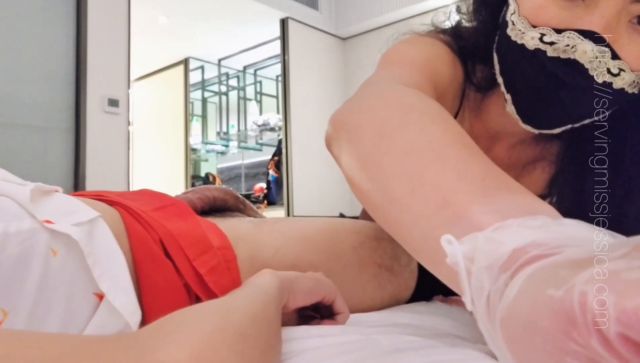 Hong Kong Mistress Jessica - Real Training - Black Silk Stewardess Slut Squeezing Out Sperm Super Lewd 00013