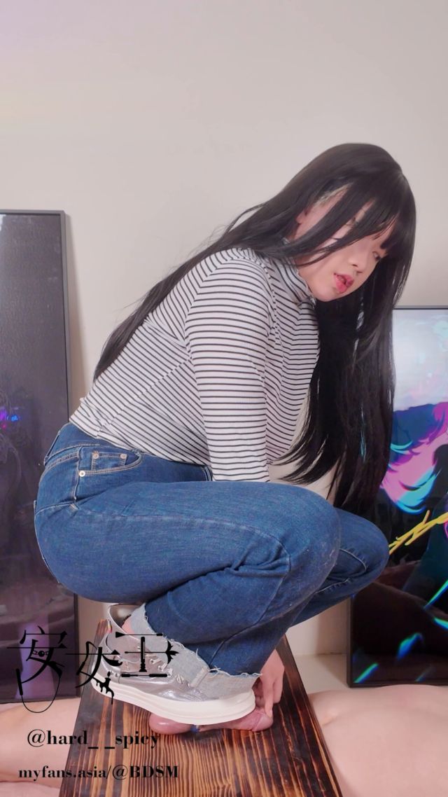 Mistress Ann - Squatting Down On Your Balls With Converse 00014
