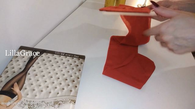 Lilla Grace - Red Crotchless Pantyhose 00000