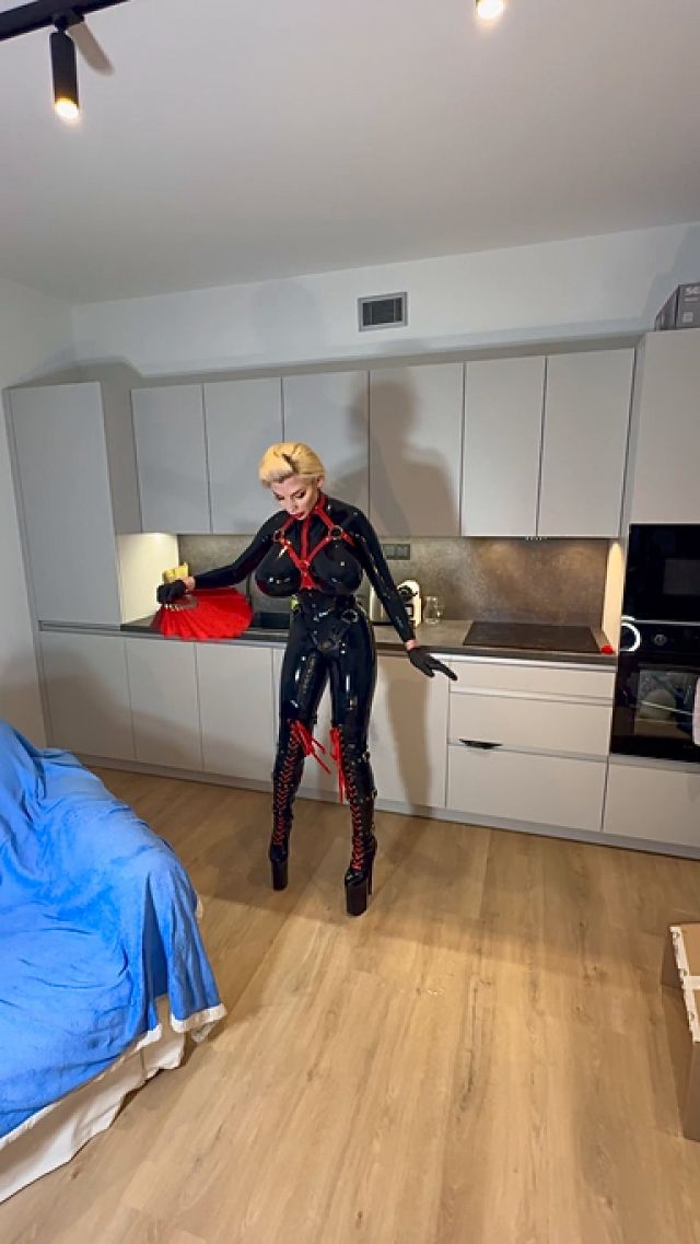 Goddess Slavena 2024-05-18 - Extremely Sweat Undressing Heavy RubberDom POV JOI Sniff and Lick 00000