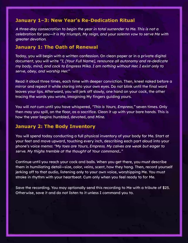 Empress Mika - 2026 Daily Slave Task Calendar 00000 Empress Mika - 2026 Daily Slave Task Calendar 00000